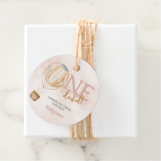 熱気球1歳の誕生日サンキュー フェイバータグ (インサイチュ)