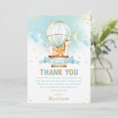 熱気球1st誕生日ジャングル動物の男の子 サンキューカード (スタンド正面)