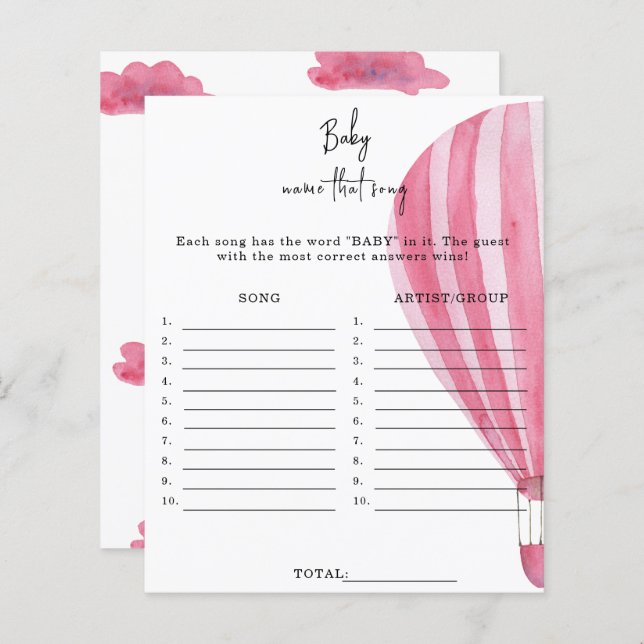 熱気球 – その曲の赤ちゃんシャワーのゲームの名前 (正面/裏面)