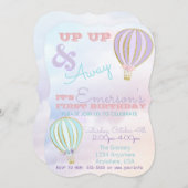 熱気球、アップ&バースデー遠くに 招待状 (正面/裏面)