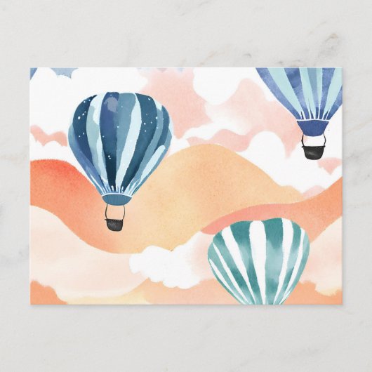 熱気球 | パステルウォーターカラー シーズンポストカード (正面)