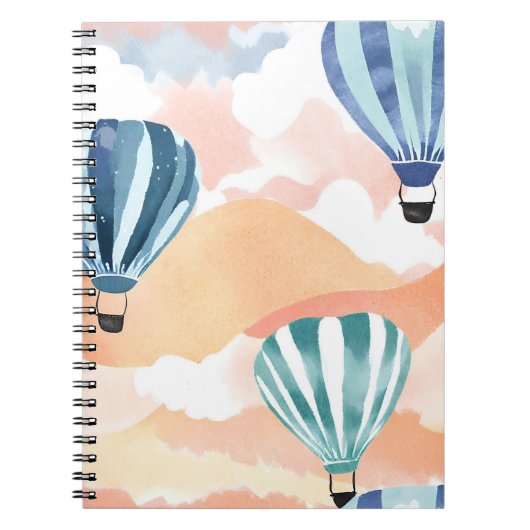 熱気球 | パステルウォーターカラー ノートブック (正面)