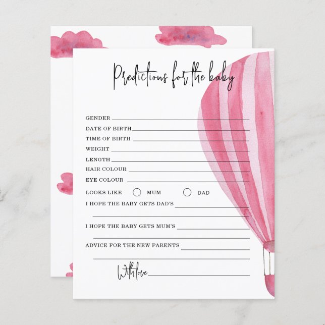 熱気球 – 予測とアドバイスベビー (正面/裏面)