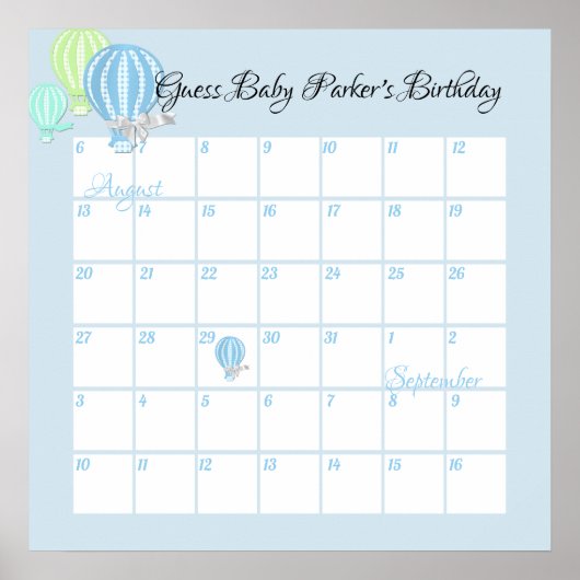 熱気球、推測ベビーの期日 ポスター (正面)