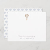 熱気球、男の子の子供部屋から感謝してい 招待状 (正面/裏面)