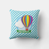 熱気球；青と白のストライプ クッション (裏面)