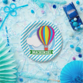 熱気球;青と白のストライプ ペーパープレート (パーティー)