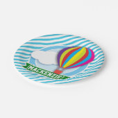 熱気球;青と白のストライプ ペーパープレート (アングル)