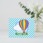 熱気球；青と白のストライプ ポストカード (スタンド正面)