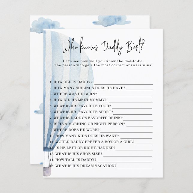 熱気球 – Game Who know DADDY 最高の (正面/裏面)