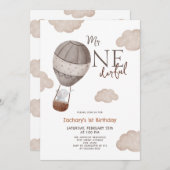 熱気球Mr. OneDerful Boy 1st誕生日 招待状 (正面/裏面)