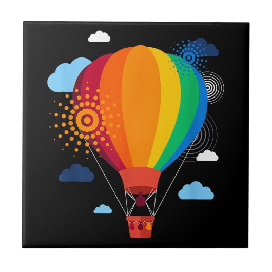 熱気球Tシャツ熱気球乗りフェスト タイル (正面)