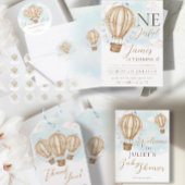 熱気茶色の風船の青いフラグが雲感謝していする ギフトタグ