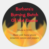 熱火をテーマにした食品ラベル ラウンドシール (正面)