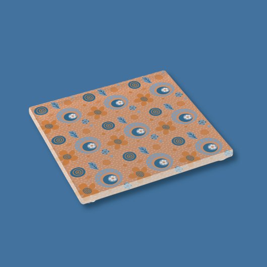 熱烈な夏の花柄 ガラスコースター