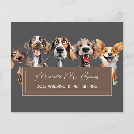 熱狂するおもしろい犬ウォーカーQRコードモダン チラシ (正面)