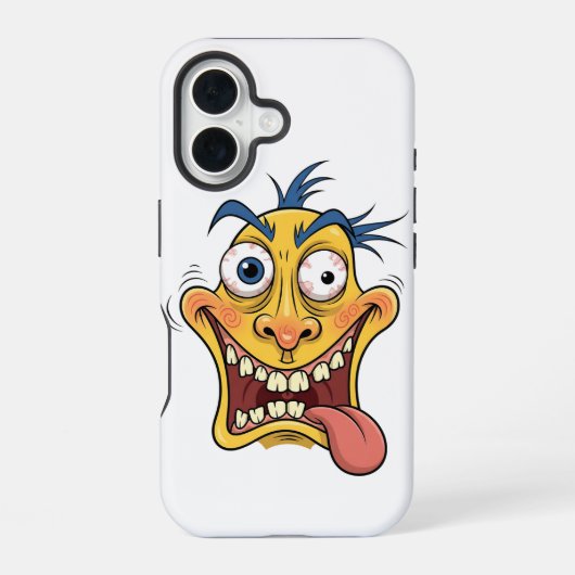 熱狂するおもしろい顔漫画iPhoneケース – カラフル Go iPhone 16ケース (裏面)