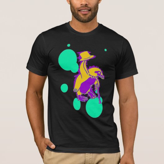 熱狂するでクールなシルクハットのペンギン Tシャツ (正面)