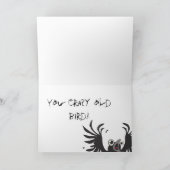 熱狂するで古い鳥、ハッピーバースデー! ワタリガラスカード カード (内部)