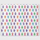 熱狂するで間抜けでカラフルな女の子および男の子のロボットパーティー ラッピングペーパー (フラット)