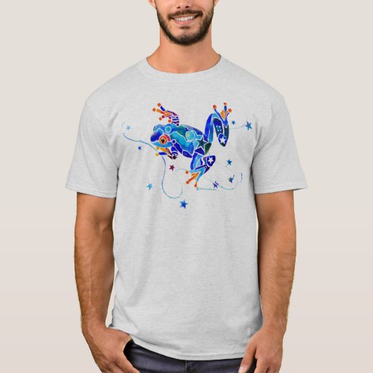 熱狂するで青いアマガエル Tシャツ (正面)