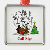 熱狂するなアンテナ家のアマチュア無線のクリスマスのオーナメント メタルオーナメント (正面)