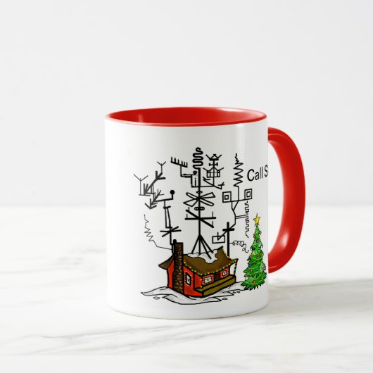 熱狂するなアンテナ家のアマチュア無線のクリスマスのマグ マグカップ (正面右)