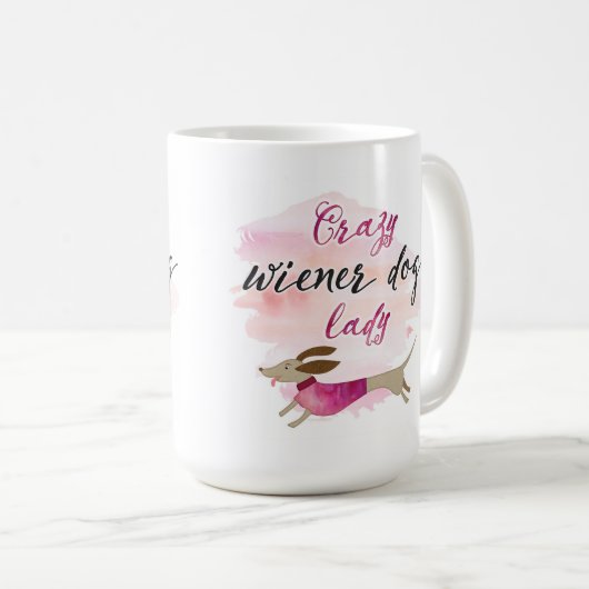熱狂するなウインナー犬の女性 コーヒーマグカップ (正面右)