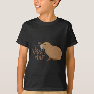 熱狂するなカピバラの女性 Tシャツ