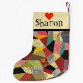 熱狂するなキルトのパッチワークのモノグラム スモールクリスマスストッキング (裏面)