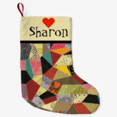 熱狂するなキルトのパッチワークのモノグラム スモールクリスマスストッキング (正面)