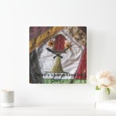 熱狂するなキルトの巣箱 スクエア壁時計 (ホーム)