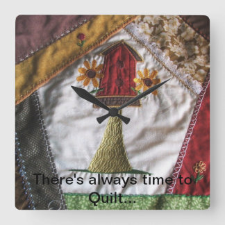 熱狂するなキルトの巣箱 スクエア壁時計