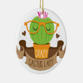 熱狂するなサボテンの女性旗 セラミックオーナメント (右)