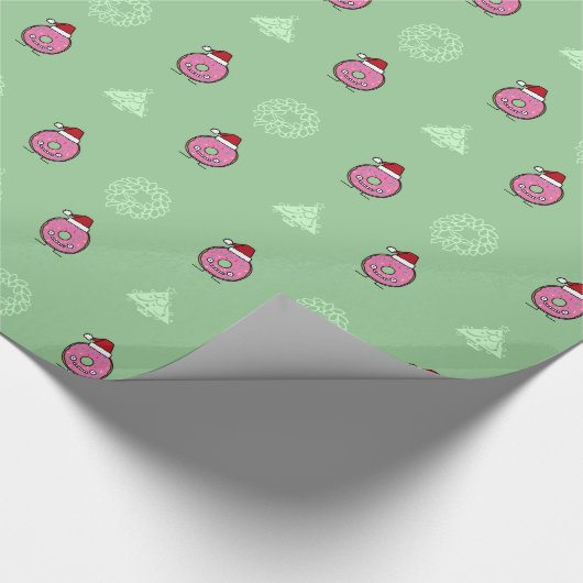 熱狂するなサンタの帽子ドーナツクリスマスの休日は振りかけます ラッピングペーパー (角)