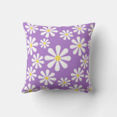 熱狂するなデイジーの紫色の白く黄色い花柄 クッション (裏面)