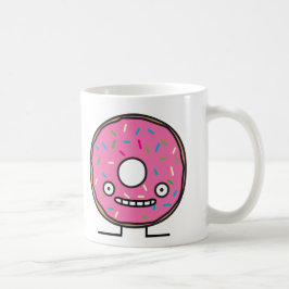 熱狂するなドーナツはとのピンクのアイシングの菓子のdesserを振りかけます コーヒーマグカップ
