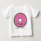熱狂するなドーナツはとのピンクのアイシングの菓子のdesserを振りかけます ベビーTシャツ (正面)