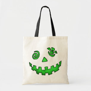 熱狂するなハロウィーンのカボチャのちょうちんのカボチャ顔の緑 トートバッグ