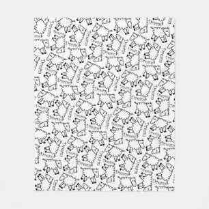 熱狂するなヒツジの夢の落書きパターン フリースブランケット