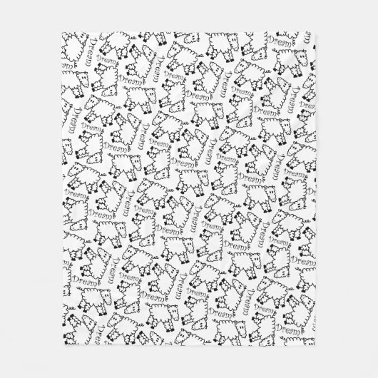 熱狂するなヒツジの夢の落書きパターン フリースブランケット (正面)