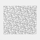 熱狂するなヒツジの夢の落書きパターン フリースブランケット (正面(横))