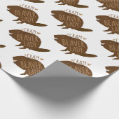 熱狂するなビーバーの女性 ラッピングペーパー (角)