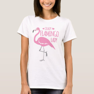 熱狂するなフラミンゴの女性 Tシャツ