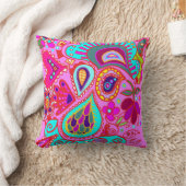 熱狂するなペイズリーの両面ピンク及び紫色の投球 クッション (ブランケット)