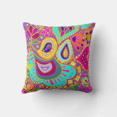 熱狂するなペイズリーの両面ピンク及び紫色の投球 クッション (裏面)