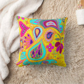 熱狂するなペイズリーの黄色及び赤い両面装飾用クッション クッション (ブランケット)