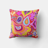 熱狂するなペイズリーの黄色及び赤い両面装飾用クッション クッション (裏面)