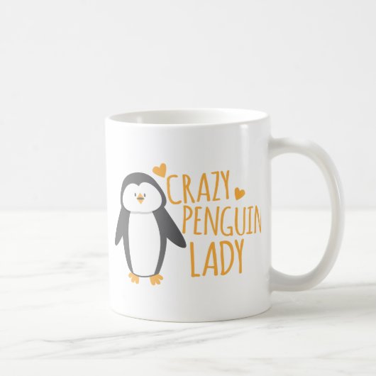 熱狂するなペンギンの女性 コーヒーマグカップ (右)