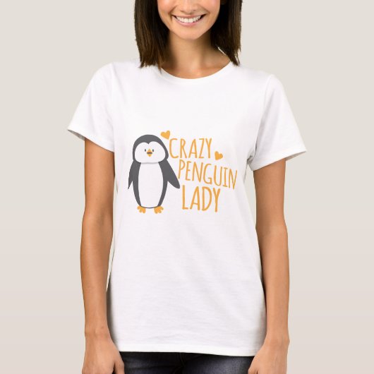 熱狂するなペンギンの女性 Tシャツ (正面)